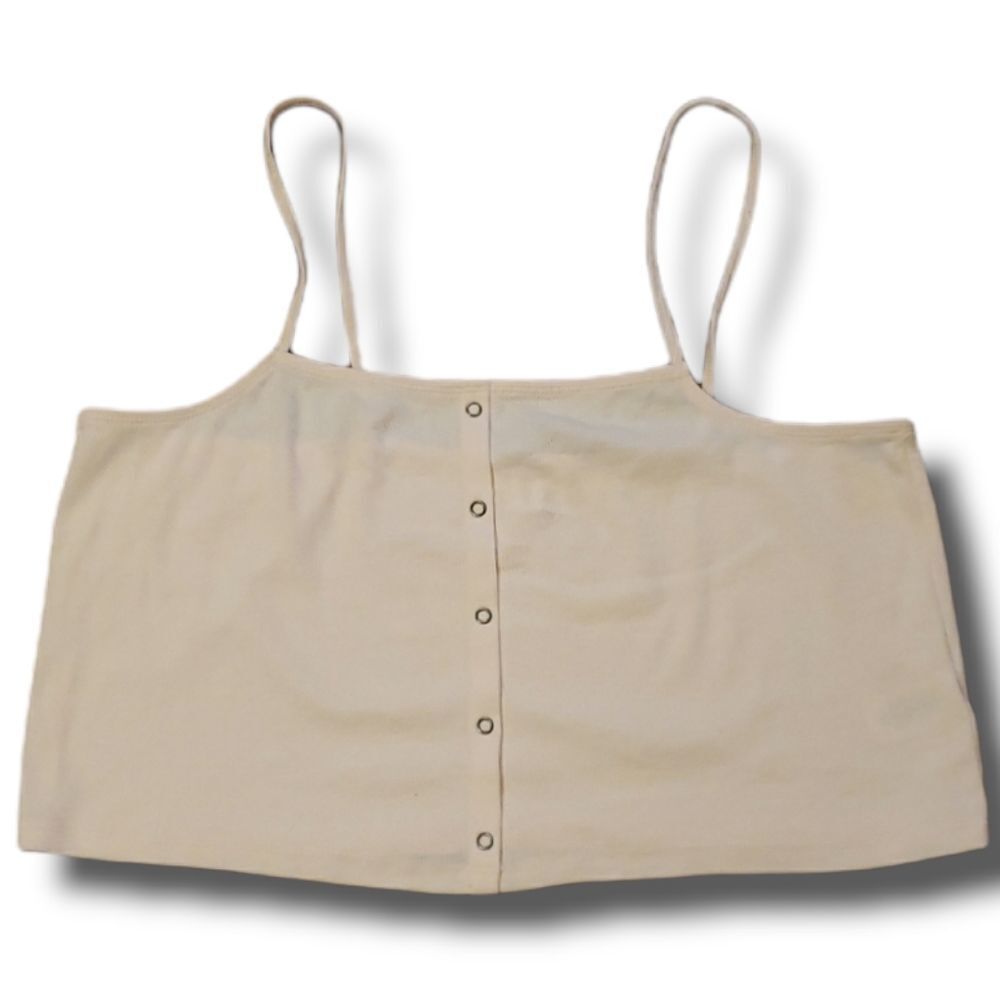 Bp Womens Button Up‎ Ribbed Crop Top Camisole Light Peach Size 2X NWOT